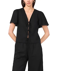 1.state Short Sleeve Tie Front Top