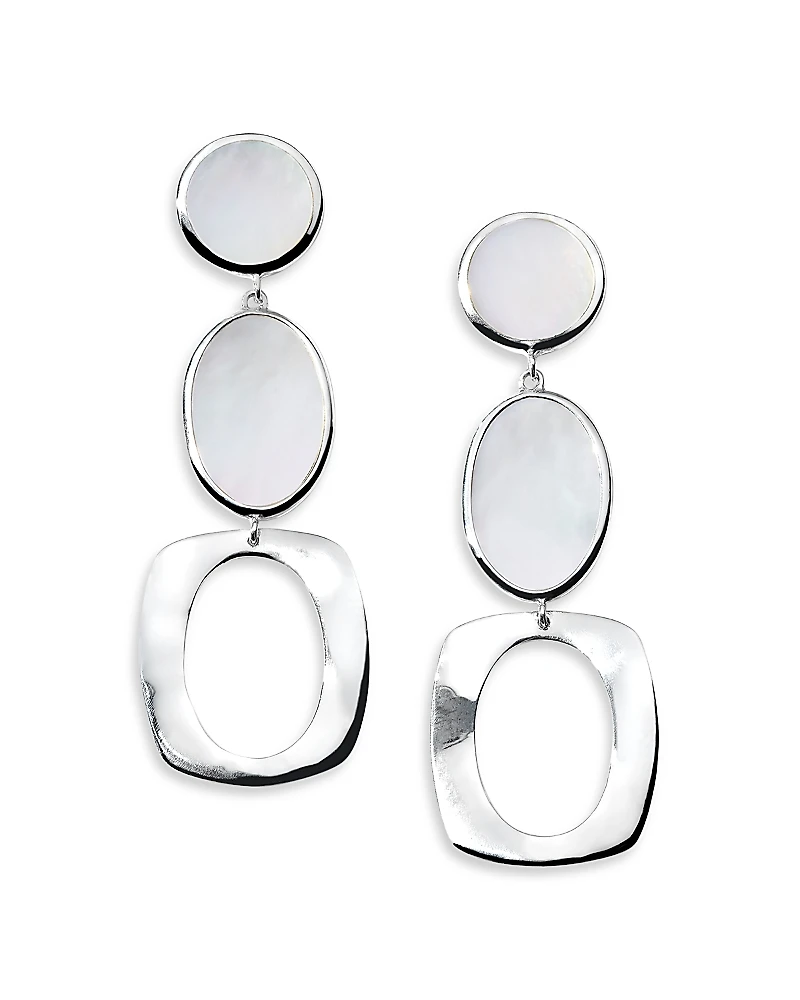 Ippolita Sterling Silver 925 Polished Rock Candy Mother of Pearl Triple Drop Earrings