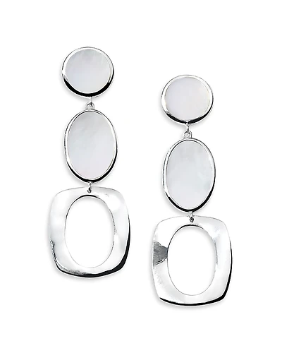 Ippolita Sterling Silver 925 Polished Rock Candy Mother of Pearl Triple Drop Earrings