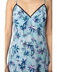 Ramelil Sunset Palm Mist Silk Dress
