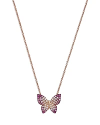 Bloomingdale's Fine Collection Pink & White Sapphire Ombre Butterfly Pendant Necklace
