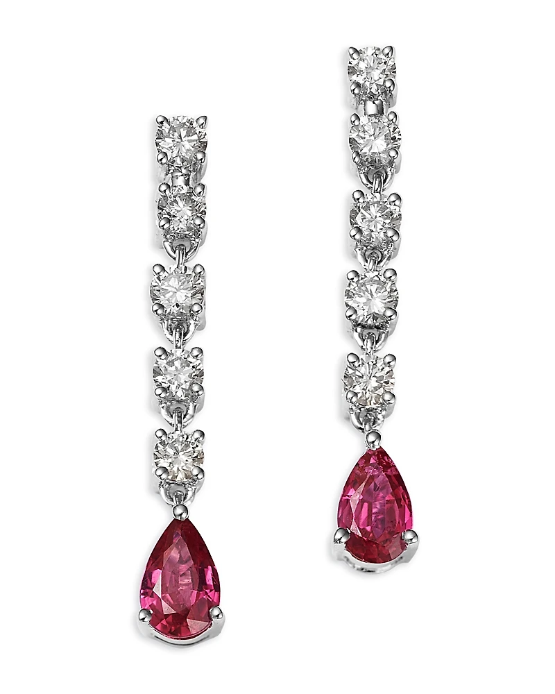 Bloomingdale's Fine Collection Ruby & Champagne Diamond Linear Drop Earrings