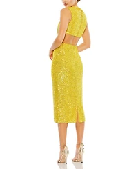 Sequin Front Twist Cut Out Column Dress