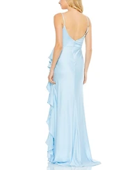 V-Neck Spaghetti Strap Satin Gown