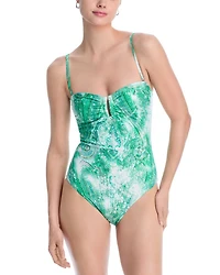 Printed U Wire One Piece Swimsuit