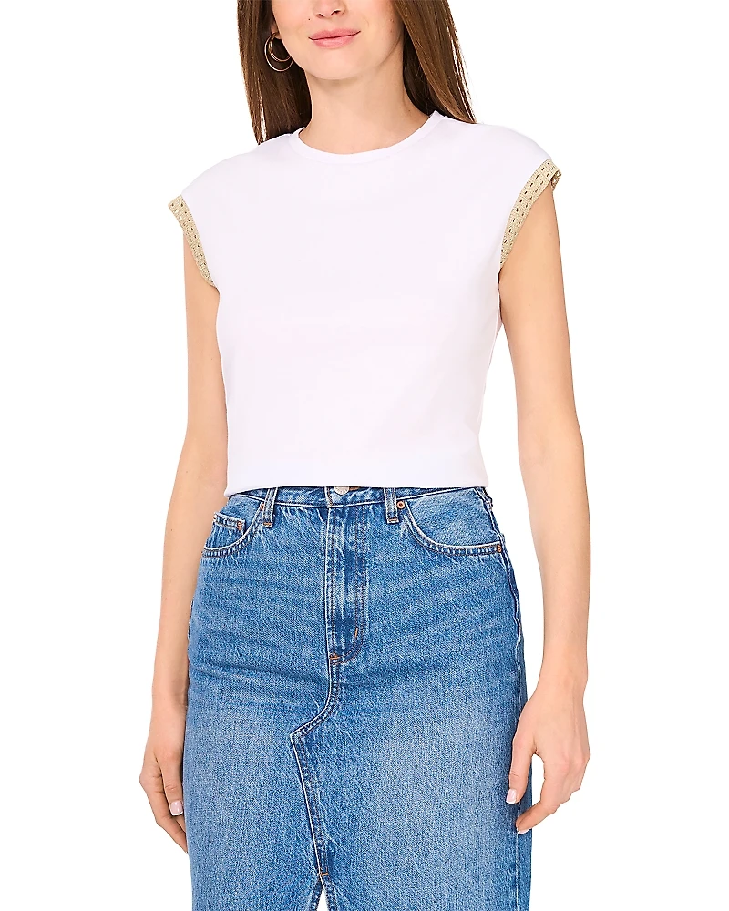 Vince Camuto Crocheted Trim Top