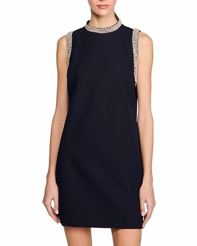 Short Dress with Rhinestone Trim