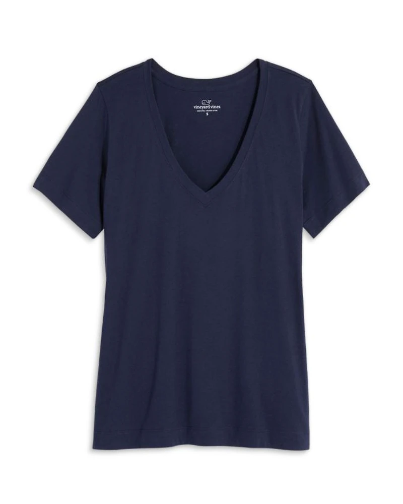 Striped V Neck Cotton Tee