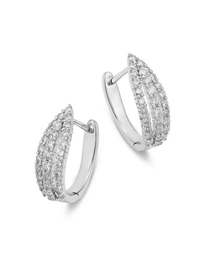 Diamond Huggie Hoop Earrings in 14K White Gold