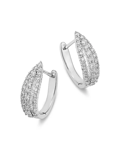 Diamond Huggie Hoop Earrings in 14K White Gold