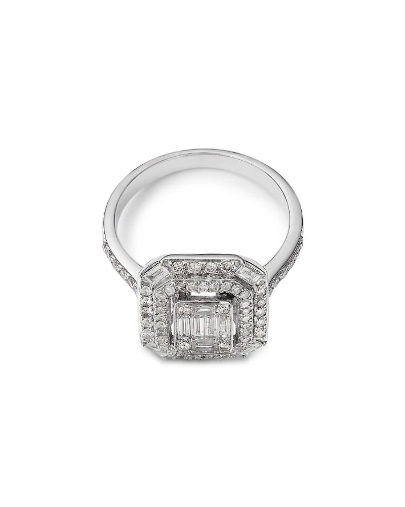 Diamond Halo Ring in 14K White Gold