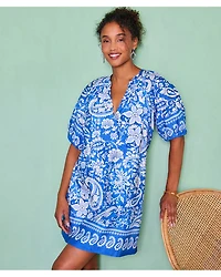 Printed Puff Sleeve Peasant Dress