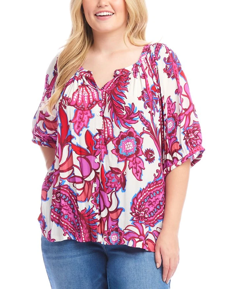 Plus Paisley Print Blouse