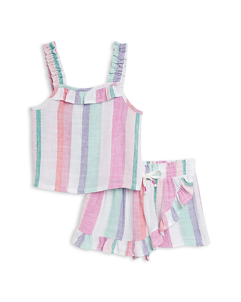 Splendid Girls' Striped Cotton Candy Tank & Skorts Set - Little Kid, Big Kid