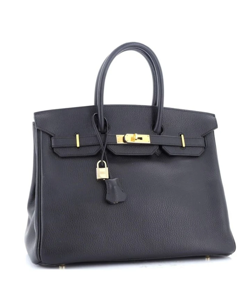 Birkin 35 Handbag Black Ardennes with Gold Hardware