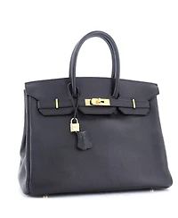 Birkin 35 Handbag Black Ardennes with Gold Hardware