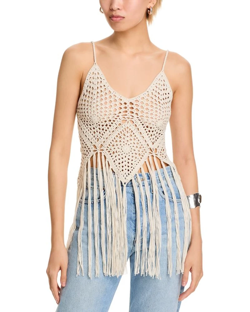 Crocheted Fringe Tank Top - Exclusive
