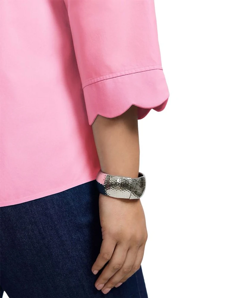 Gwen Three Quarter Sleeve Pinpoint Oxford Shirt