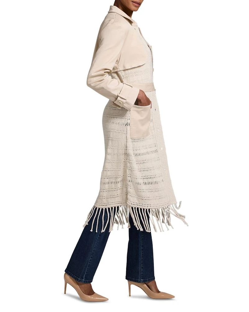 Mixed Media Fringe Knit Jacket