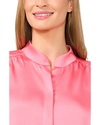Ruched Sleeve Hidden Placket Top