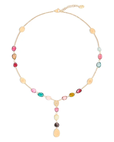 Marco Bicego 18K Yellow Gold Lunaria Tourmaline Multicolor Tourmaline & Diamond Lariat Necklace, 16.5-18