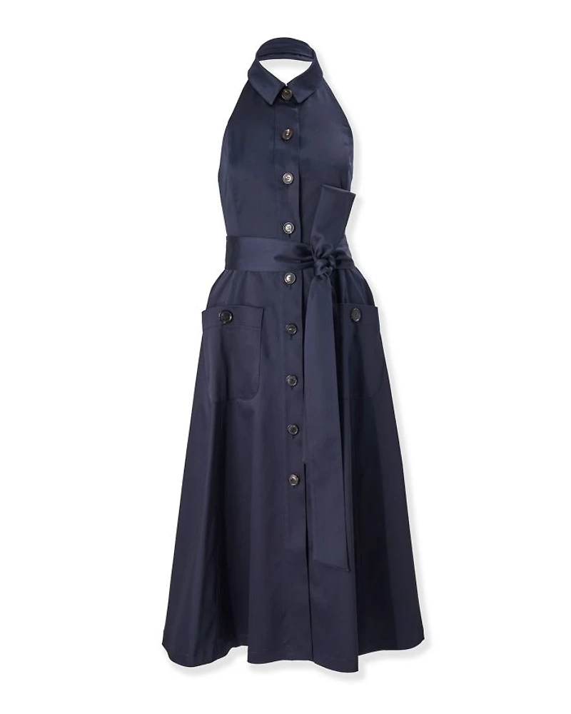 Collared Halter Midi Dress