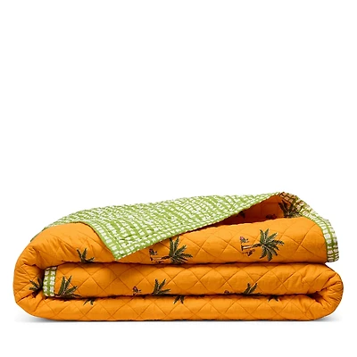 Coniglio Palm Beach Petit Palm/Wavy Gingham Reversible Quilt, King