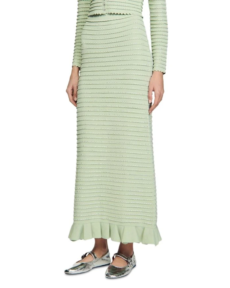 Rhinestone Knit Maxi Skirt