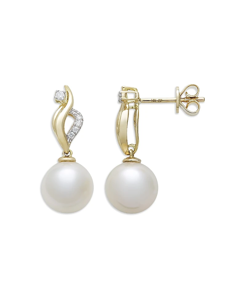 Bloomingdale's Fine Collection Cultured Freshwater Pearl & Diamond Swirl Drop Earrings