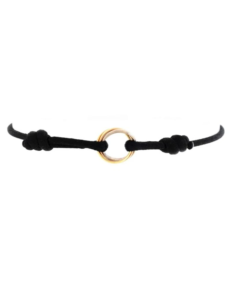 Trinity On Cord Bracelet Silk Cord with 18K Tricolor Gold