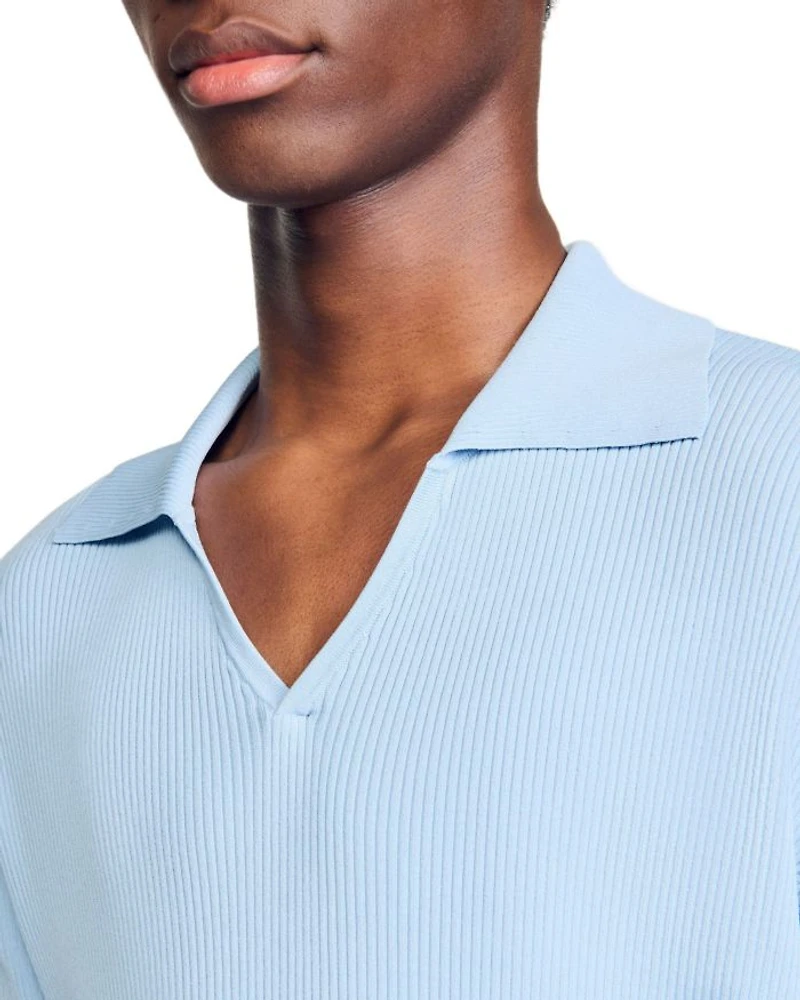 Rib Knit Polo Shirt
