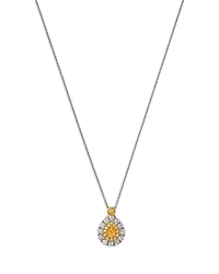 Bloomingdale's Fine Collection Yellow & White Diamond Pear Halo Pendant Necklace