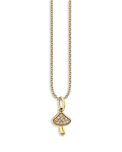 Sydney Evan 14K Yellow Gold Diamond Mushroom Pendant Necklace, 18