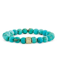 Sydney Evan 14K Yellow Gold Matrix Turquoise & Diamond Beaded Stretch Bracelet