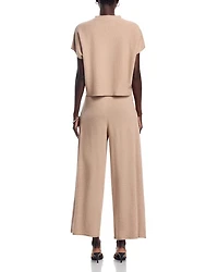 Short Sleeve Sweater Top & Pleated Waist Pants