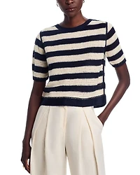 Striped Short Sleeve Pullover Sweater