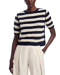 Sioni Striped Short Sleeve Pullover Sweater