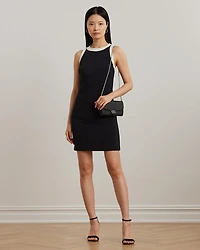 Two Tone Crepe Sleeveless Shift Dress