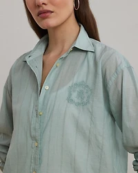 Oversize Striped Cotton Voile Shirt