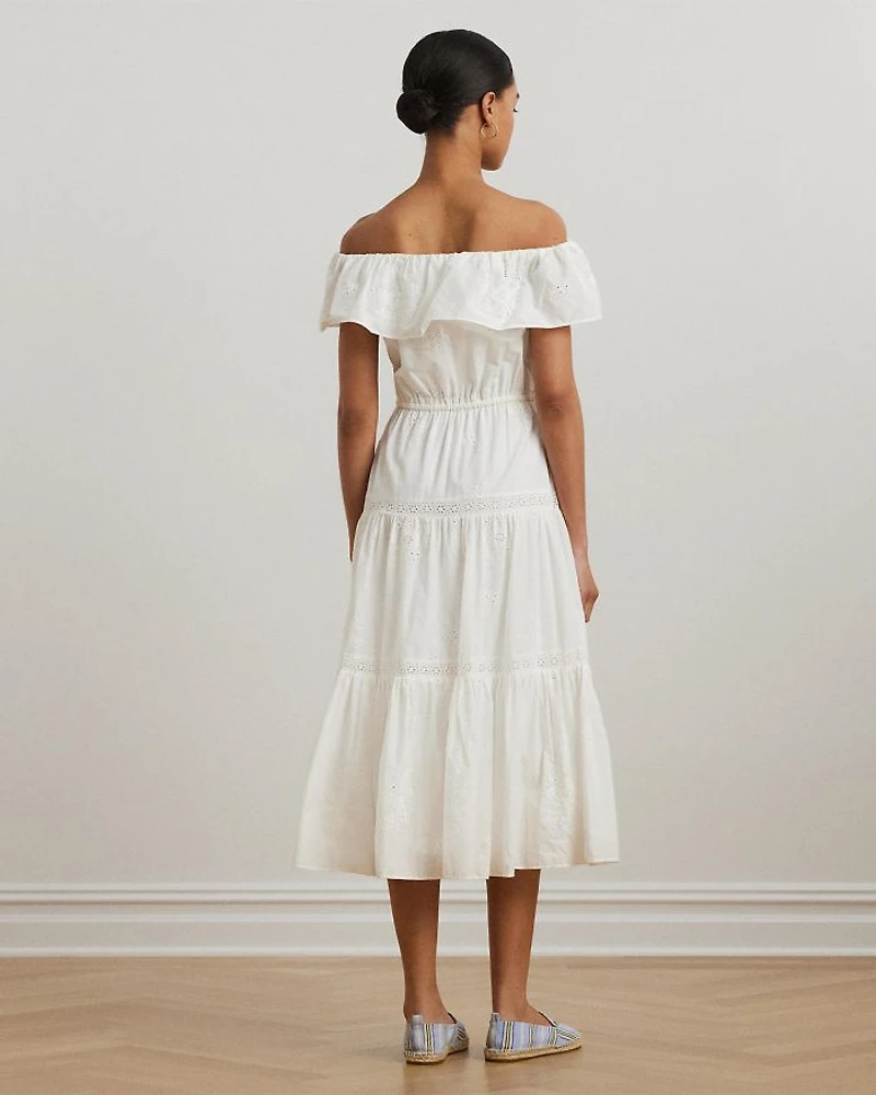 Cotton Off The Shoulder Tiered Dress