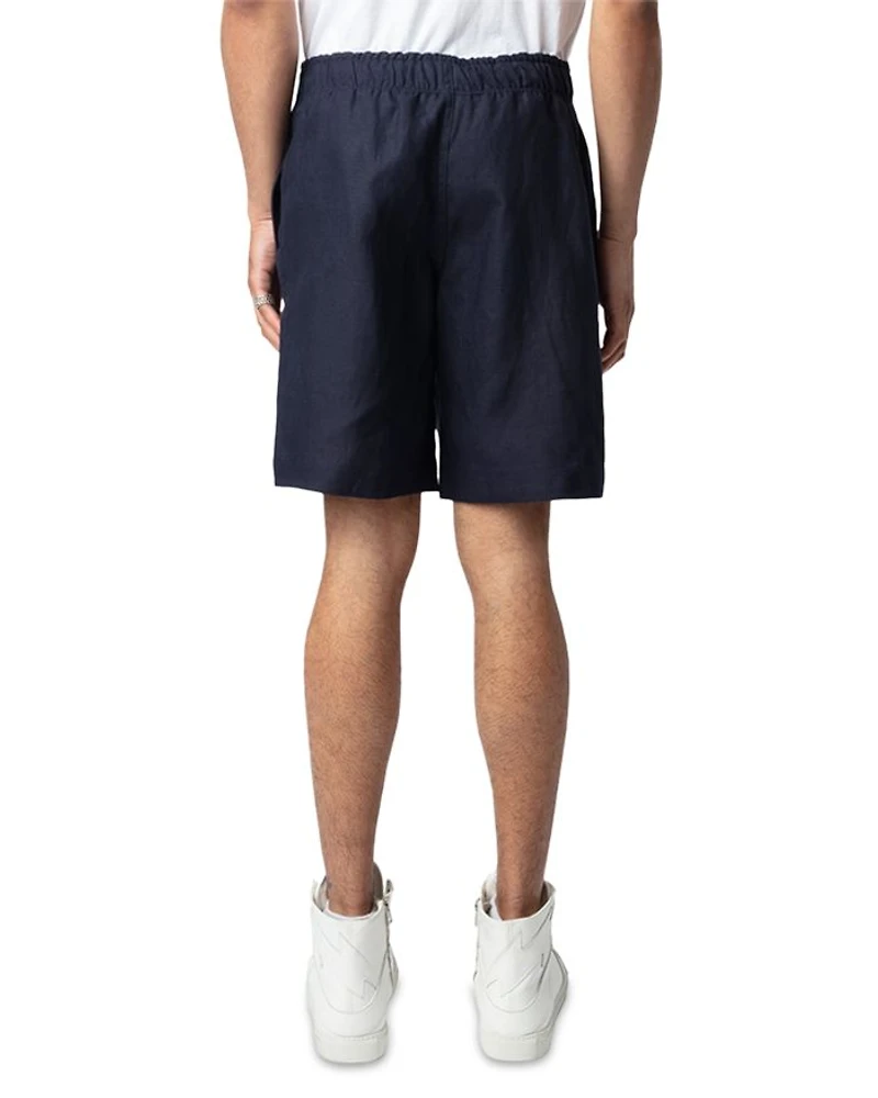Regular Fit Pull On Linen Shorts