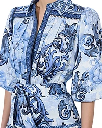 Geneva Printed Tiered Blouson Sleeve Dress