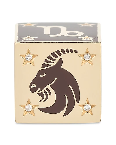 Adina Reyter 9K Capricorn Zodiac Diamond & Ceramic Block Big Bead
