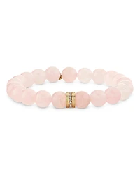 Sydney Evan 14K Yellow Gold Rose Quartz & Diamond Stretch Bracelet