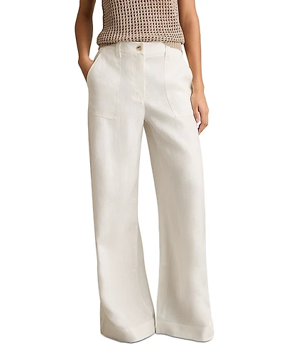 Reiss Petite Ashby Wide Leg Linen Trousers