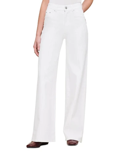 Hepburn High Rise Wide Leg Jeans White Pintuck