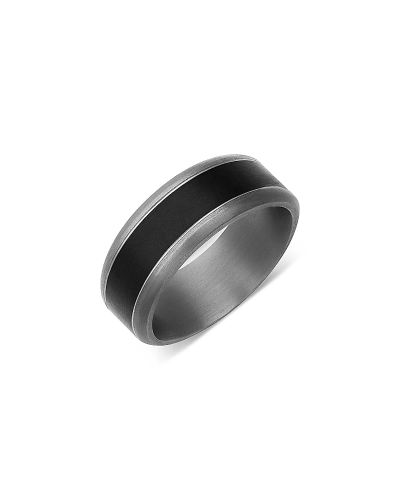 Bloomingdale's Fine Collection Men's Gray & Black Inlay Band