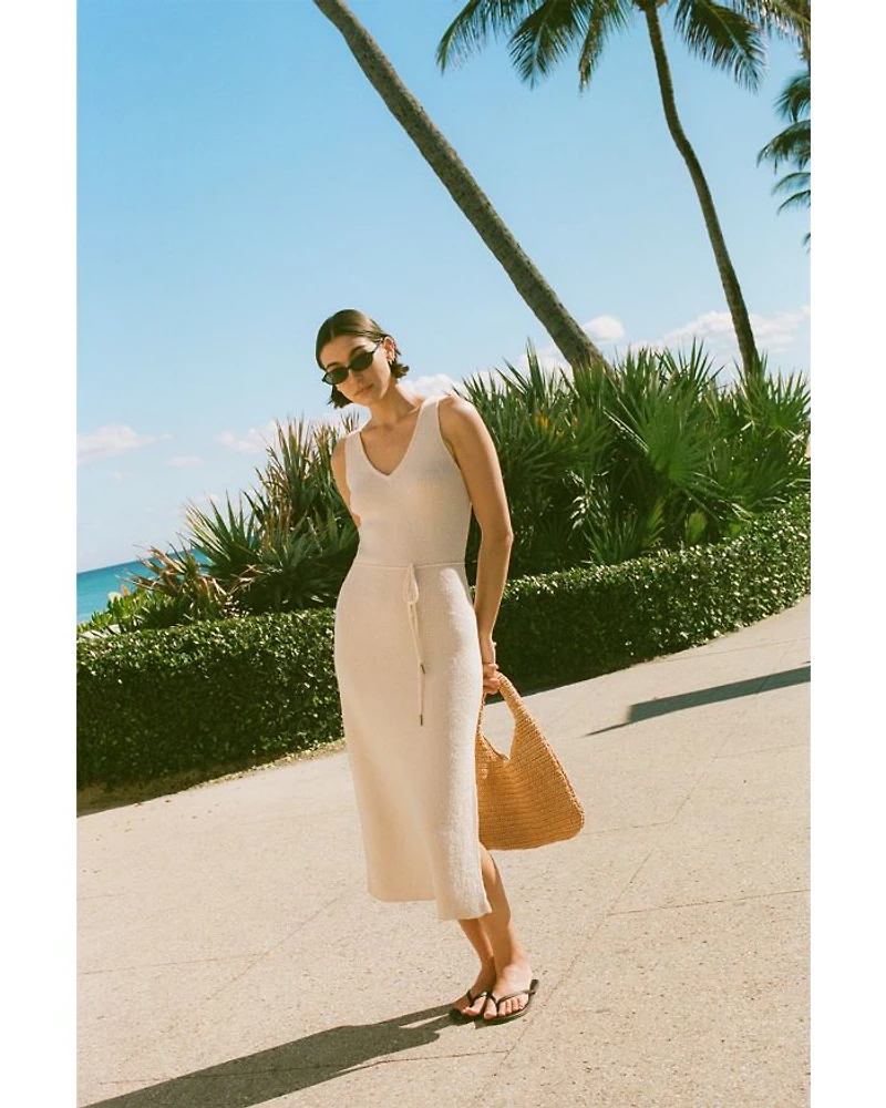 Terry Spun V Neck Midi Dress