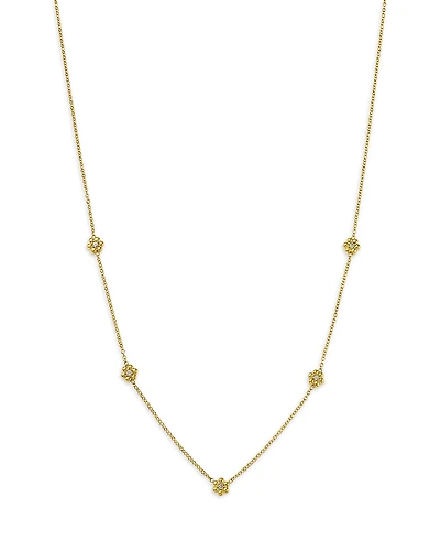 Zoe Chicco 14K Yellow Gold Prong Diamonds Tiny Bead Flower Collar Necklace, 14-16