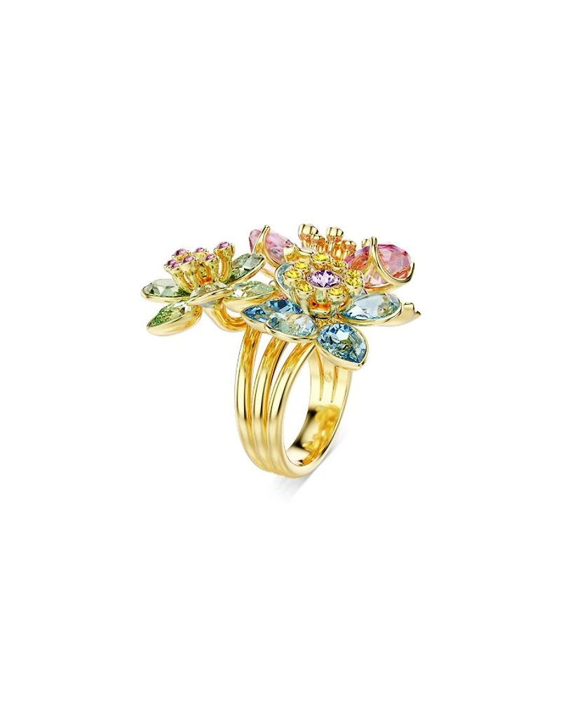 Idyllia Multicolor Crystal Flower Triple Row Ring